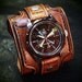 Leather cuff watch Drake Uncharted style wide layered wristband Brown distressed destroyed bracelet made for YOU in NYC by Freddie Matara!