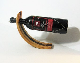Amazing Balancing Wine Bottle Holder Made Of Four Woods