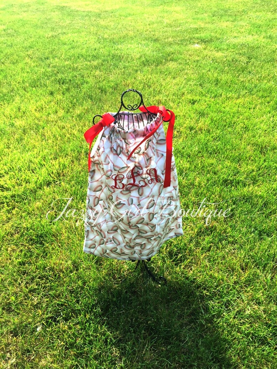 Girls Monogrammed Baseball Pillowcase Dress You Can Choose a