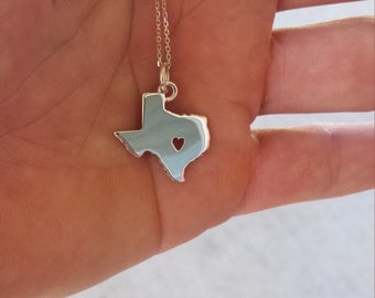 Hurricane Harvey Relief Donation-Texas Charm Necklace, heart charm necklace. Deep in the heart of Texas