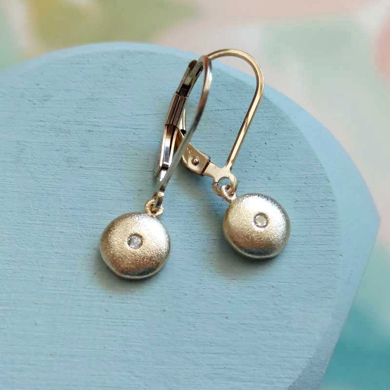 Tiny Gold Dangle Earrings Dainty Drop Timeless Jewelry 14k