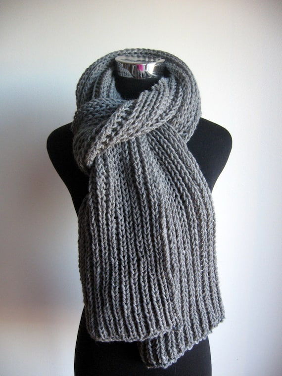 Knit Mens Scarf Grey Scarf Winter Accessories Winter by KnitsByNat