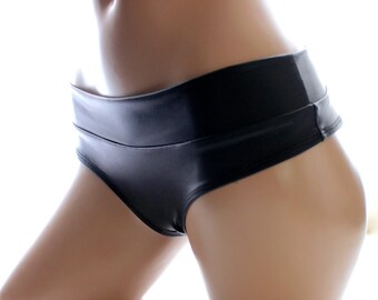 SMALL BLACK UPCYCLED LEATHER BIKINI TOP