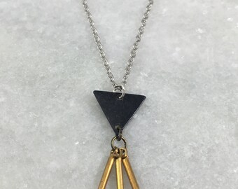 Mixed Metal Triangle Fringe Necklace | N21624