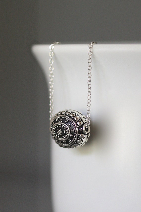 Bali Silver Necklace Silver Bead Necklace Bali Silver