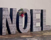 Noel Wooden Letters with Sheet Music Print The First Noel