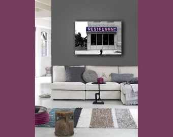 Seinfeld Diner, New York Canvas, Large Wall Art Canvas, Seinfeld Art, Gray, Blue, Red, NYC Art, Canvas Wall Art