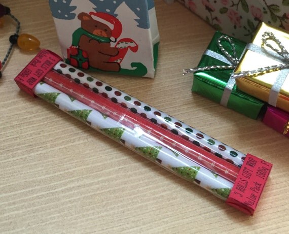 miniature wrapping paper 3 rolls of christmas paper dollhouse miniature wrapping paper 3 rolls of christmas paper dollhouse