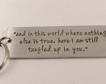 Custom, Hand Stamped Keychain personalized with YOUR CHOICE of TEXT - love letter keychain