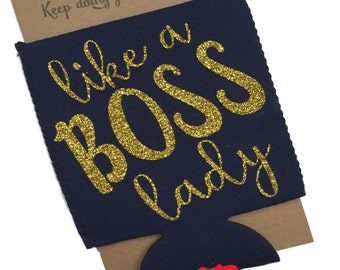 Like a BOSS lady, Momprenuer, Boss, Boss's Day, Gift, Can Holder, Can wrap, Glitter, Girl Boss, WAHM, Mom, Christmas Stocking, Birthday Gift