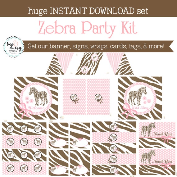 Zebra Birthday Party, Zebra Baby Shower, Zebra Birthday Decorations, Zebra Baby Shower Decorations, Zebra Party Decorations Il_570xn