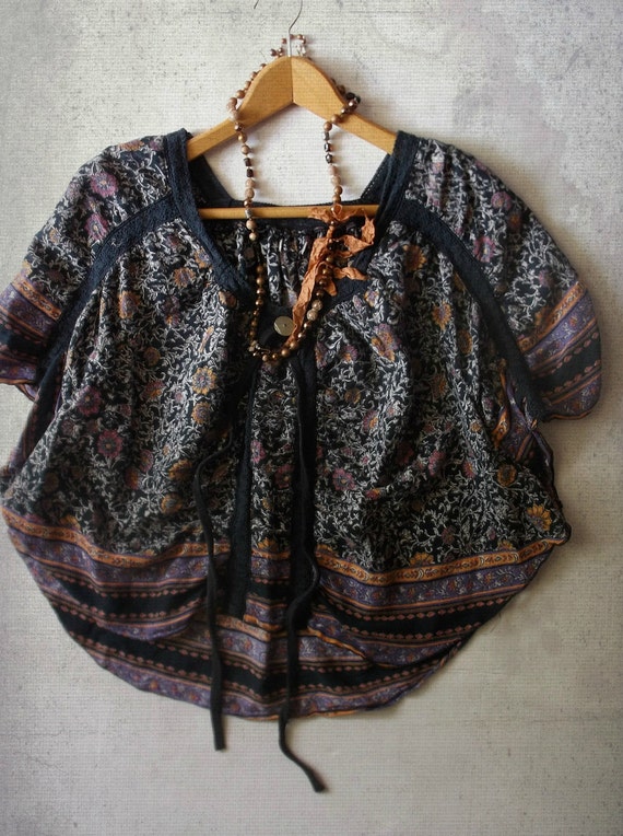 Bohemian Hippie Poncho Ethnic Tribal Crop Top by ShabbyPeonie