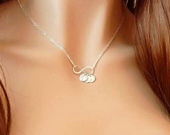 Personalized Infinity Necklace, Initial Necklace, Sterling Silver Infinity Necklace, Dainty Mother's Necklace, Infinity Initial Necklace