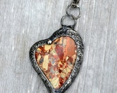 Mother's Day Gift, Sea Sediment Jasper, Heart Necklace, Mother's Day Heart, Adjustable Chain, Jasper Heart, Mother's Heart (2550) Mother's Day Gift, Sea Sediment Jasper, Heart Necklace, Mother's Day Heart, Adjustable Chain, Jasper Heart, Mother's Heart (2550)