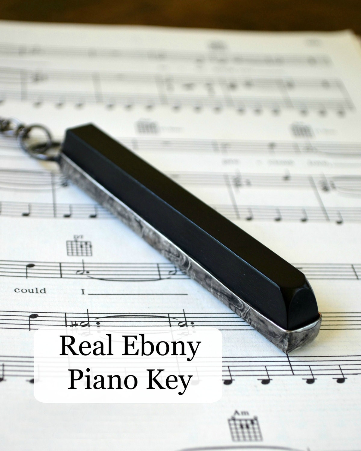 Piano Key Necklace Real Ebony Piano Necklace Gift for