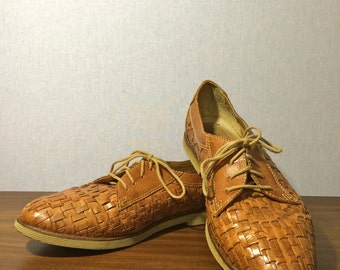 Vintage Woven Leather Oxford Shoes