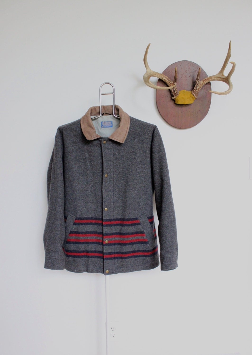 Vintage Pendleton Jacket // Wool Blanket Coat // Gray Grey
