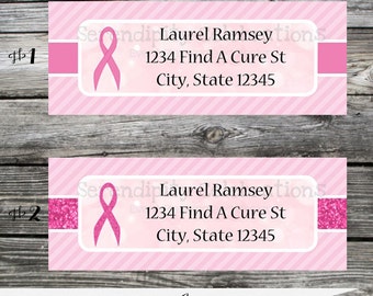 Breast Cancer Return Address Labels -Sticker -Mailing Label -Deliver to-Address Sticker-Stationery, Pink Ribbon, Cancer Label, Awareness