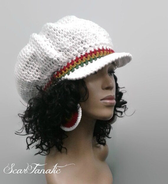 PATTERN ONLY Easy Crochet Rasta Brimmed Beanie/Newsboy Hat/