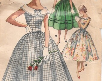 Bust 30-1950's Junior Misses' Dress With Detachable Collar Simplicity 1620 Size 12