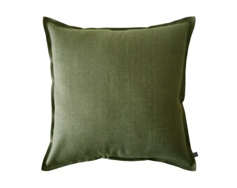 Green decorative pillow cover, Moss green linen throw pillow cover, Linen cushion cover, Green linen accent pillow, Green linen pillow cover