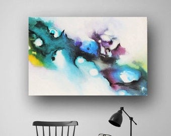 Pour Painting, Original Abstract Painting on Canvas, Multicolored Vibrant Large Acrylic Painting, 36x24, Heather Day Paintings on Etsy