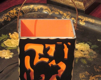 Halloween Cat And Owl Wood Luminary