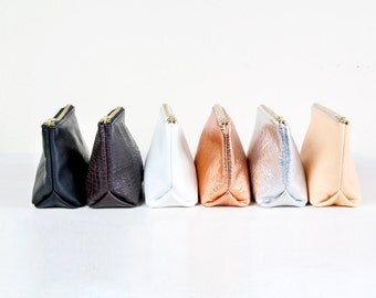 EMILY Small Leather Pouch. Small Leather Clutch. Small Leather Bag. Leather Makeup Bag. Leather Cosmetic Bag.