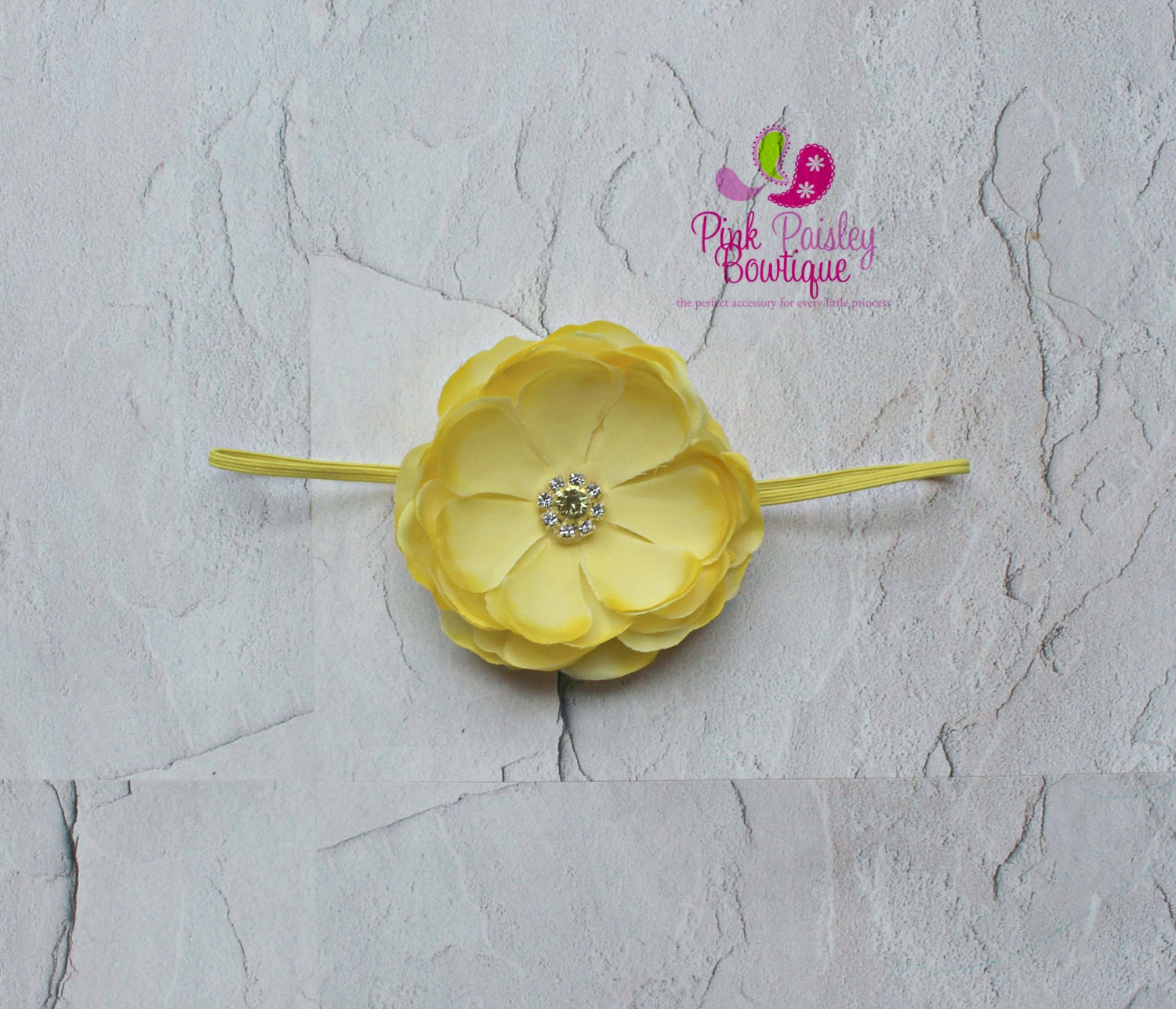 Baby Headbands Yellow Flower Headband by Pinkpaisleybowtique