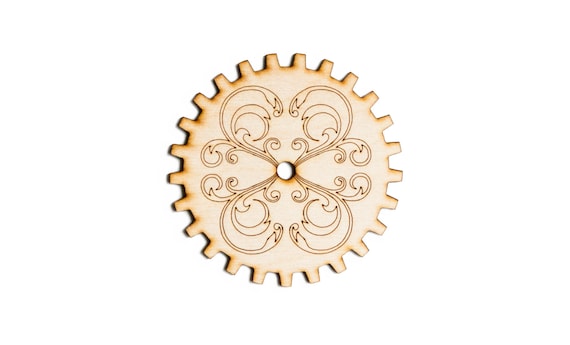 Plywood SteamPunk Gears, Craft Gears, Wood Gears, Laser Cut - 1qty - 4 Inch (10.16cm) - Solid Filigree Gear - by YourSteampunk steampunk buy now online