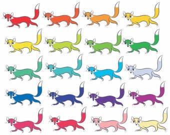 Fox clip art, fox clipart. 20 sly foxes in all different colors, transparent png files