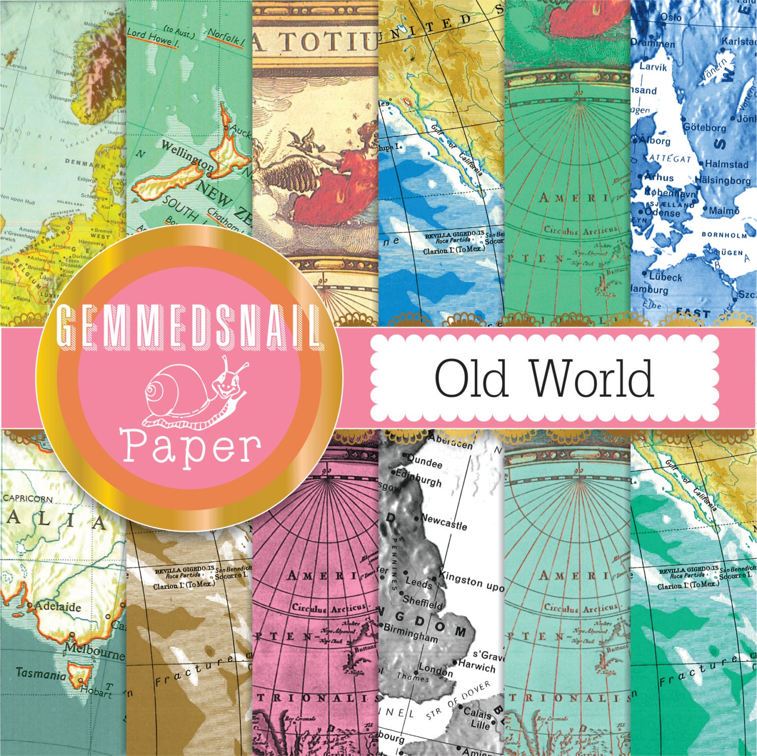 Map Digital Paper Old World Vintage Maps Antique