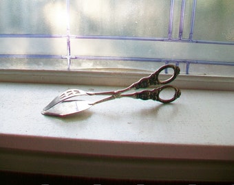 Vintage Tomato Server Tongs Silver Plate