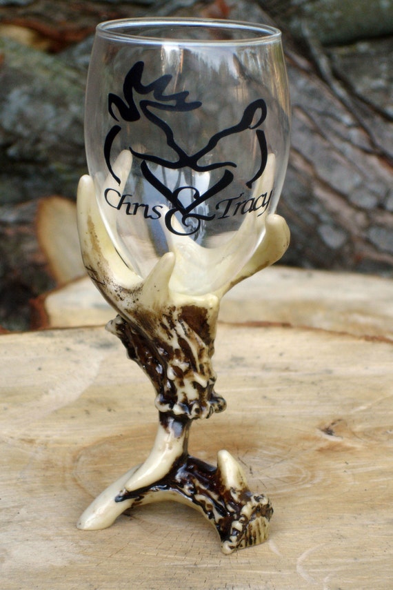 Deer antler wine glass by somanysigns on Etsy