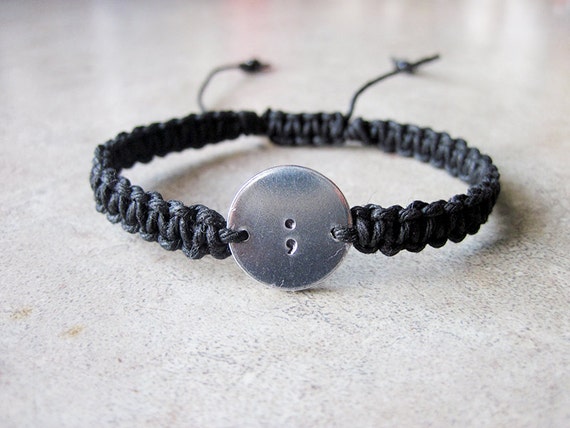 Semicolon Bracelet Semicolon Jewelry Gift for Friend by HighonHemp