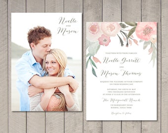 Blush Floral Wedding Invitation (Printable) DIY by Vintage Sweet
