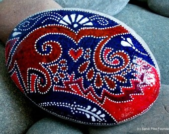 bandana skies / painted stones / painted rocks / rock art / paperweights/ boho decor / boho style / hippie / hand painted rocks / cape cod