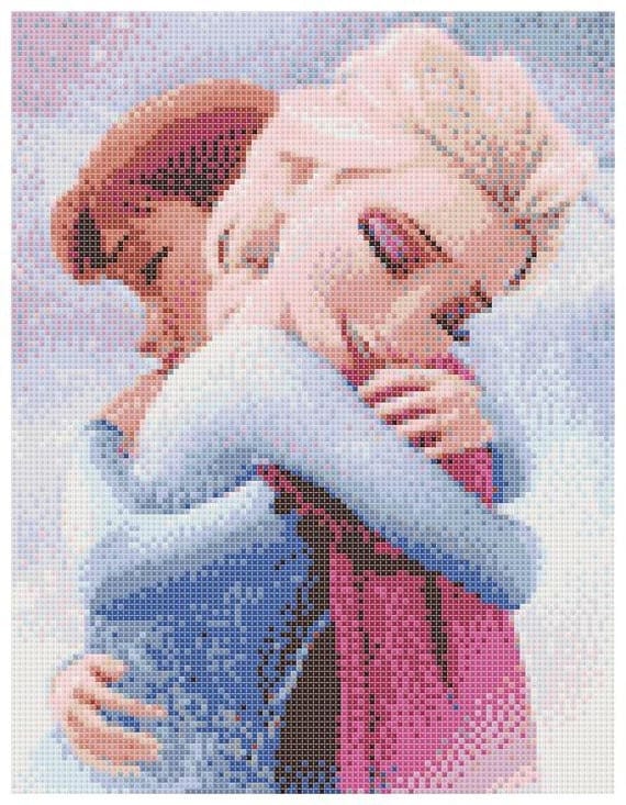 Elsa And Anna 2 - 14 Count Cross Stitch Chart / Kit