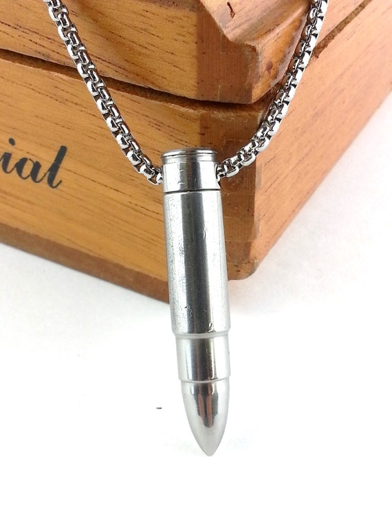 Bullet Urn for ashes Necklace Men's Necklace Military
