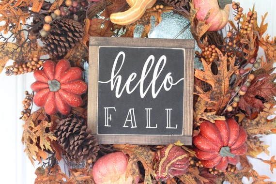 Hello Fall Sign Wood Sign Rustic Decor Fall Decor Wall