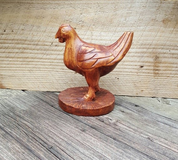 Items similar to hand carved wooden chicken on Etsy