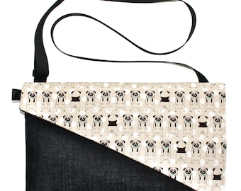 SALE! Pugs, bow ties, Messenger bag, cross body bag