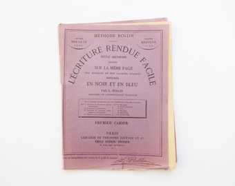 Vintage 19th-Century French Unused Lined Calligraphy Handwriting Ecriture Exercise Notebook Journal 27