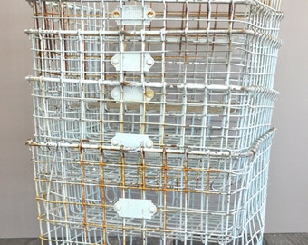 Vintage Wire Gym Locker Basket - home decor, display, storage and organization