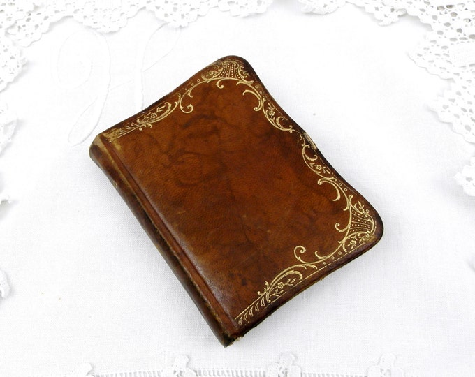 Antique French "Missel of the Life of Jesus Christ" Leather Bound Book with Gold Gilt Motif Pattern, Liturgical Religious Item, Bible France