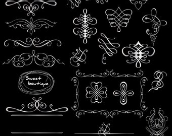SILVER Digital Frame, Calligraphy Frame, Calligraphic Border, Swirl clipart, Border clipart, Page Decoration, Text divider Clipart 0567