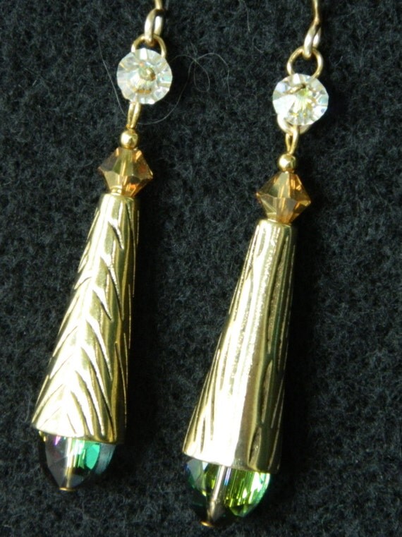 Gold Tone Cone earrings by iiwiijewelry on Etsy