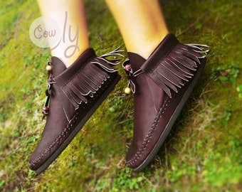 Moccasins, Brown Moccasin Boots, Womens Moccasins, Brown Leather Moccasins, Leather Boots, Mens Moccasins, Womens Boots, Brown Boots, Boots