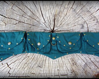 Burning Man Utility Belt Bag Festival Belt ~ vegan pocket belt cotton canvas ~ Teal Blue Green or Purple canvas ~ cosplay money belt