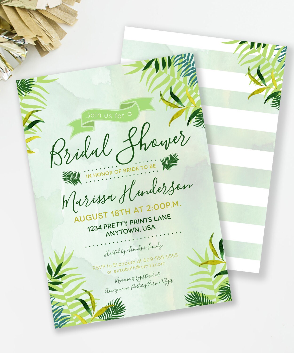 Tropical Bridal Shower Invitation Summer Bridal Invite